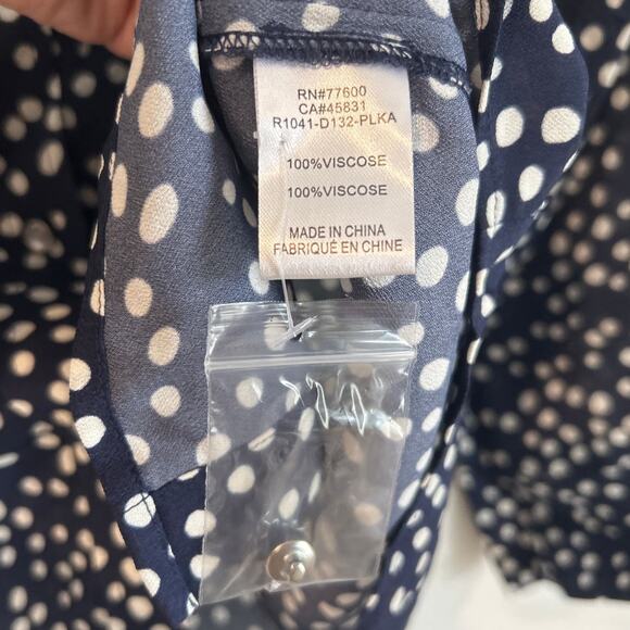 NWT Free People x Sandrine Rose Polka Dot Button Down Shirt Navy/White, Womens S - Picture 7 of 8